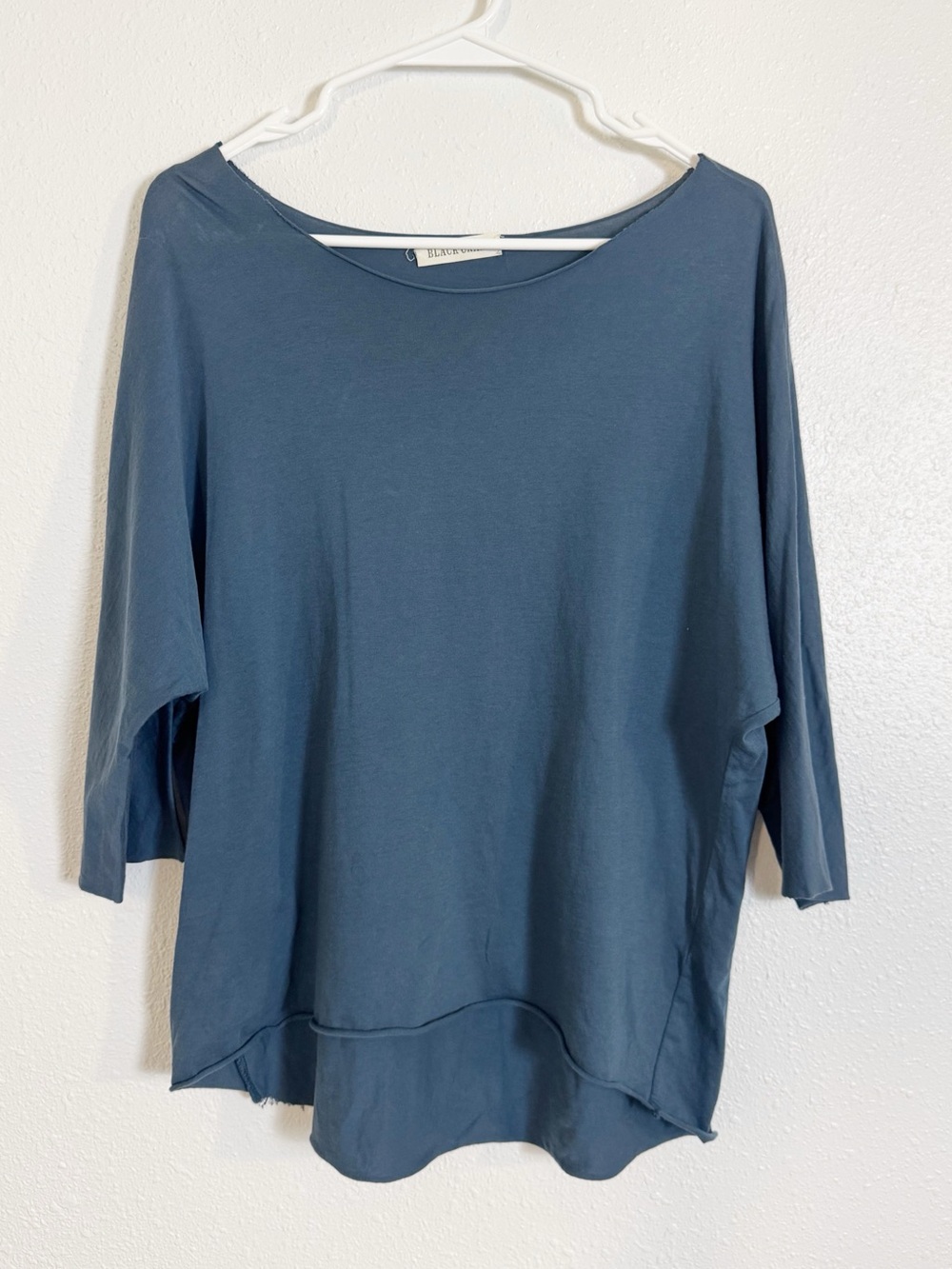 Black crane Slate Blue Relaxed Boatneck Tunic top